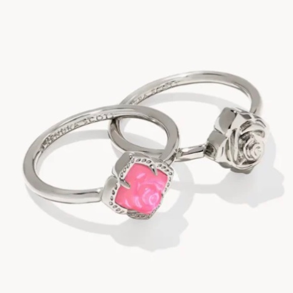Kendra Scott Jewelry - Kendra Scott Mallory Rose Silver Ring Set Size 7